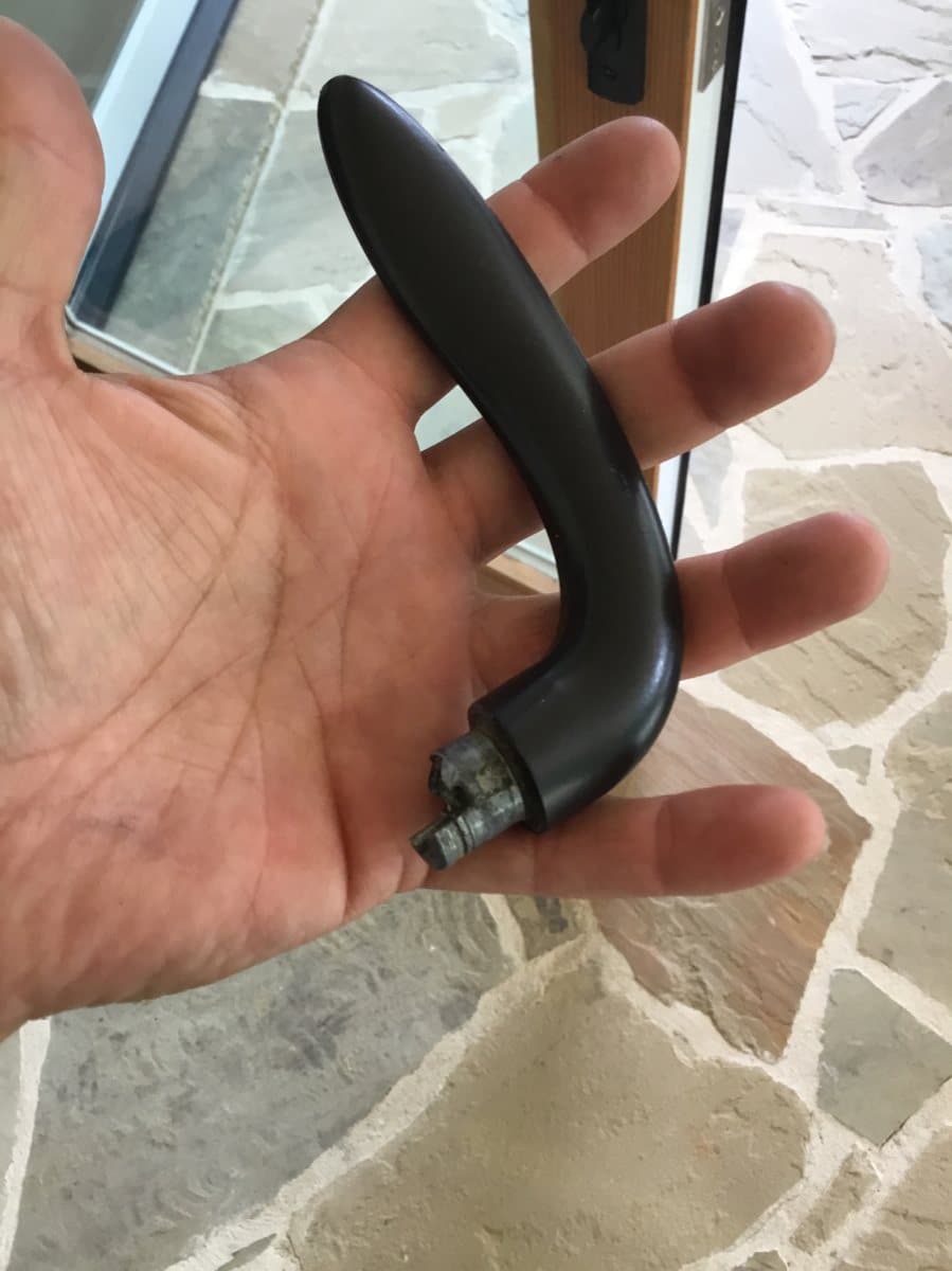 Lever handle in hand